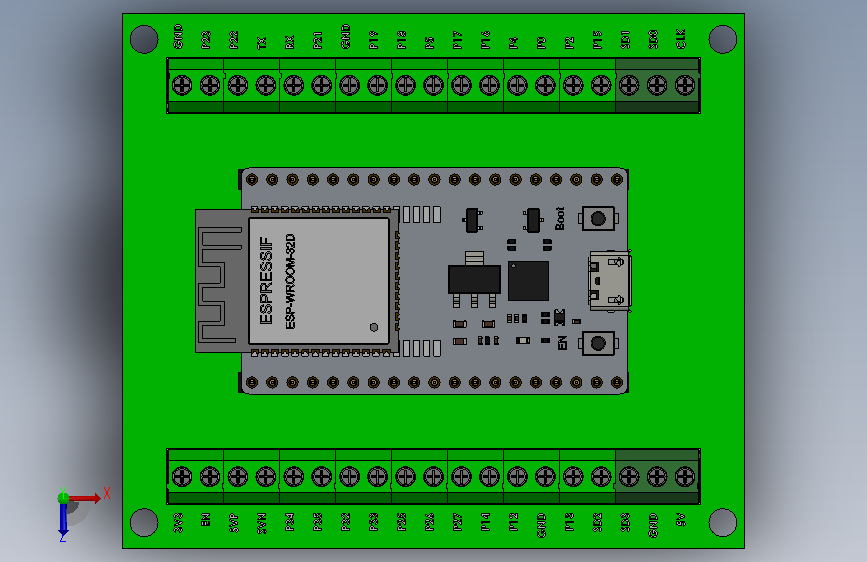 A0013699-ESP32 38针 25.4mm 扩展端子板 俯视图