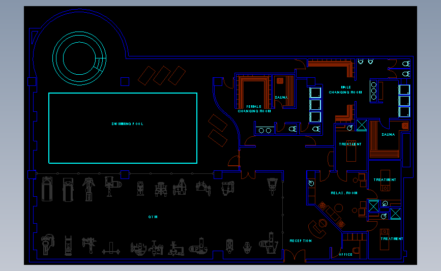 健身房布局布置图cad2