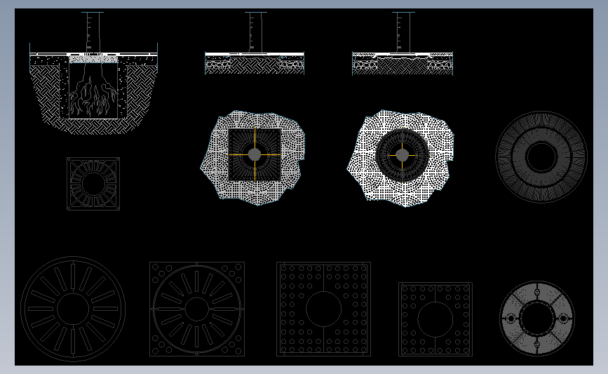 街道栅栏等cad