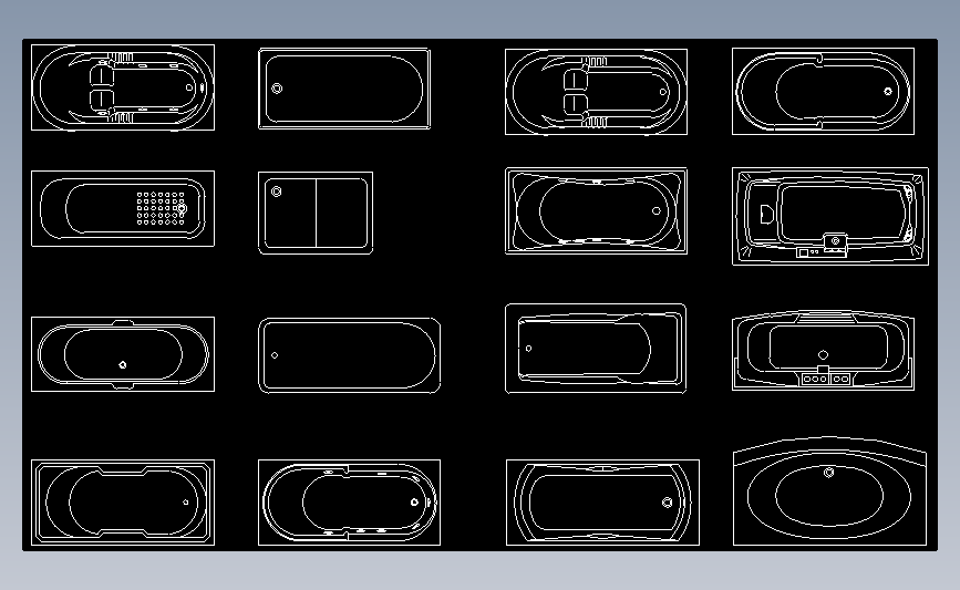 浴盆各种形式模型cad