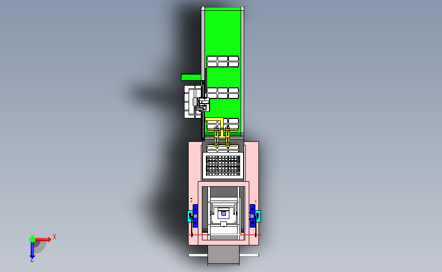 吸塑件自动堆叠机3D模型图纸 SOLIDWORKS设计 俯视图
