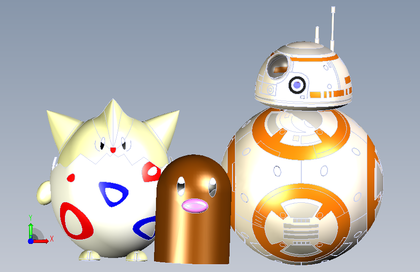 BB-8,托格皮,迪格利特, 正面视图