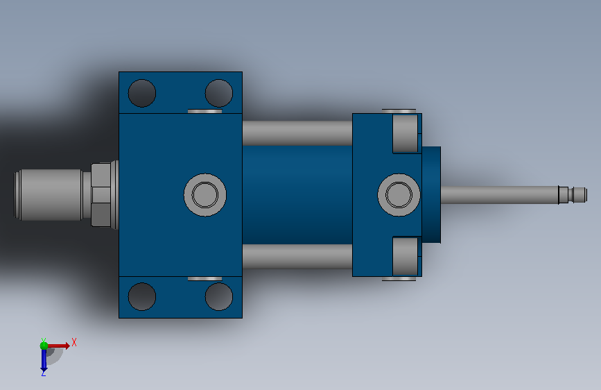 A0014360-转向拉杆缸至CNOMO - Rexroth - BOSCH - 带活塞杆的定位差动缸 - HVBD系列,08. - 活塞直径 D=80 mm. - 活塞杆直径 d=45 mm. - 行程长度 (F3) L=63 mm 俯视图