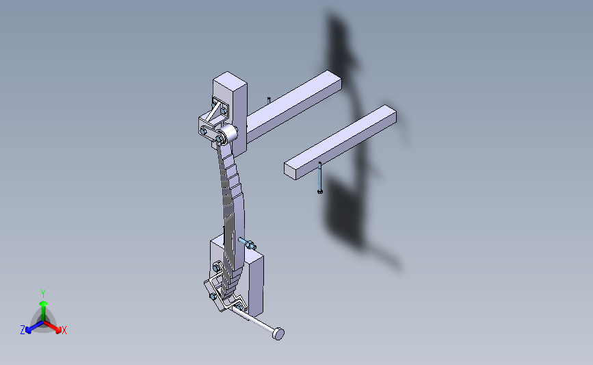 后悬架钢板减震总成catia