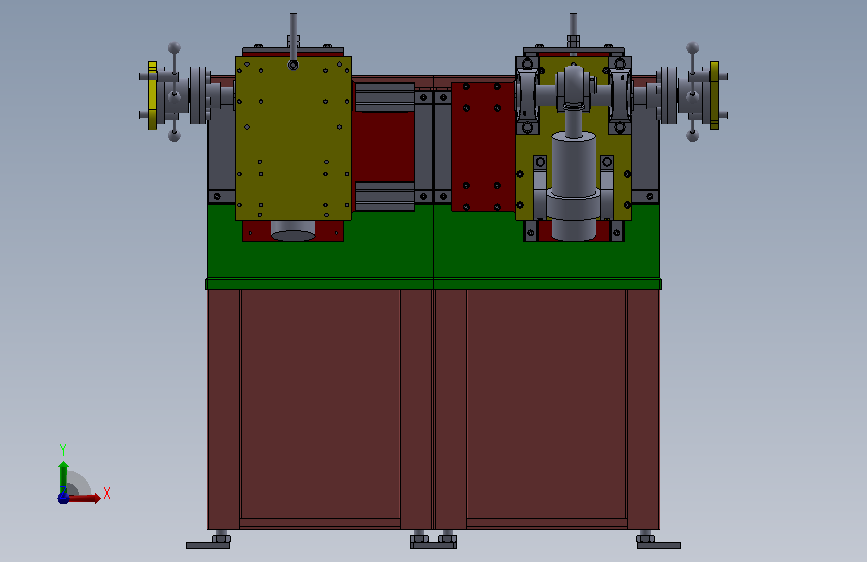 对称轴套压紧装备 Solidworks17设计 正面视图