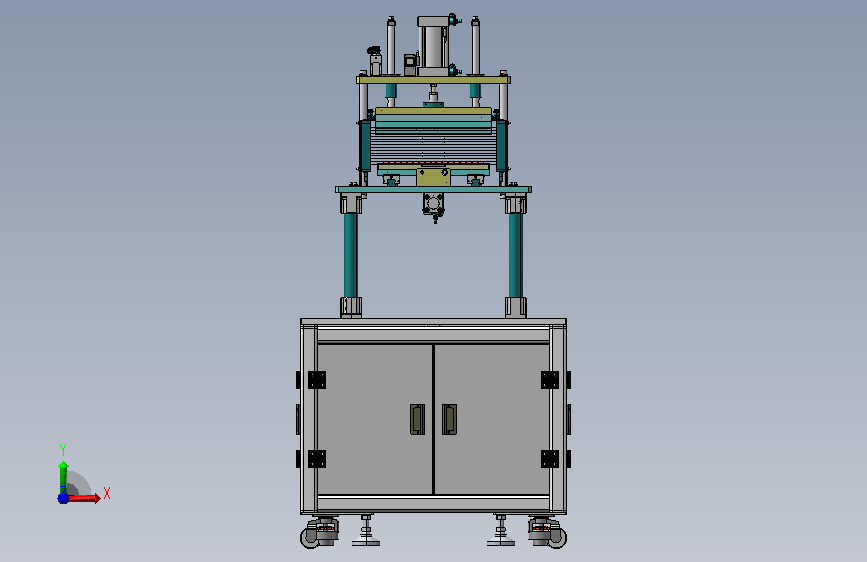 组装压合设备 Solidworks18设计 正面视图