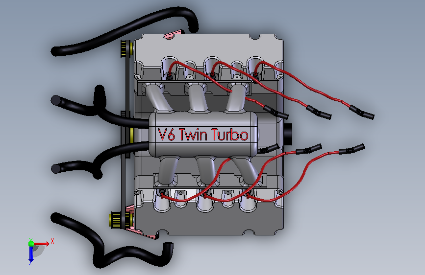 V6双涡轮增压发动机 俯视图