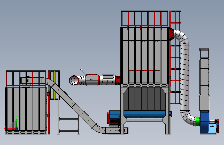 木工刮板料仓除尘器 背面视图