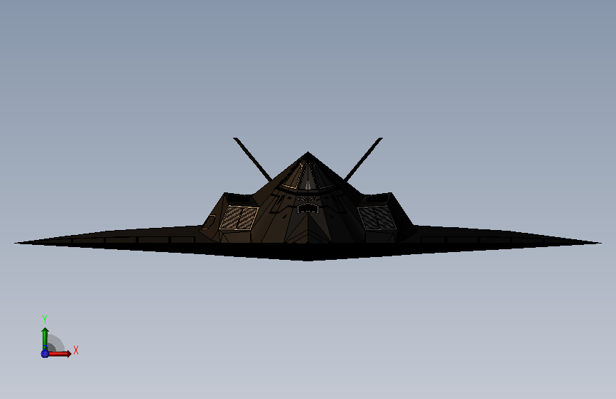 F-117 NIGHTHAWK隐身攻击机简易外形 正面视图