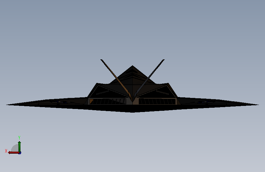 F-117 NIGHTHAWK隐身攻击机简易外形 背面视图