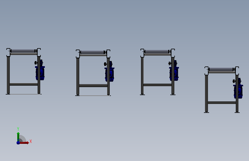 roller conveyor 1200-3000滚筒输送机 附 正面视图