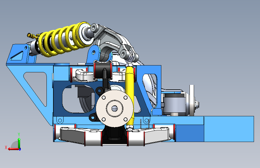 小型跑车的悬臂悬架 背面视图