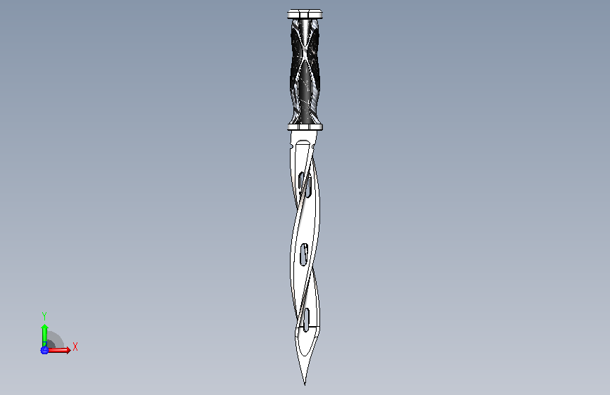M48 Spiral Knife螺旋尖Dao模型 附 正面视图