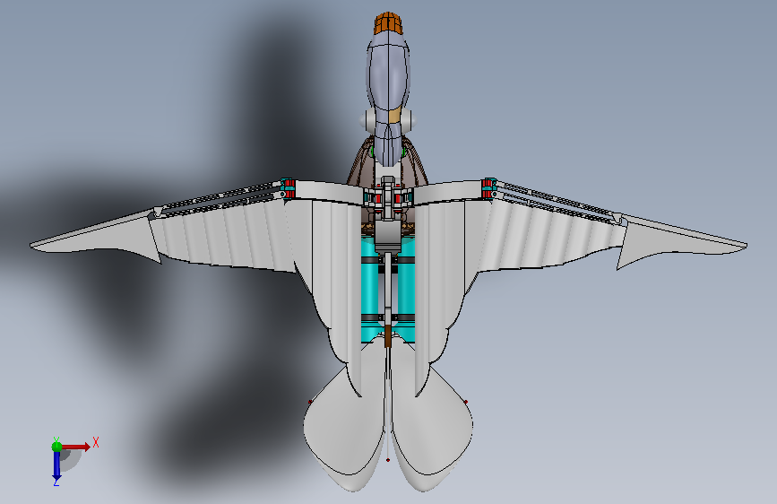 mechanical bird机械扑翼飞鸟机构 俯视图
