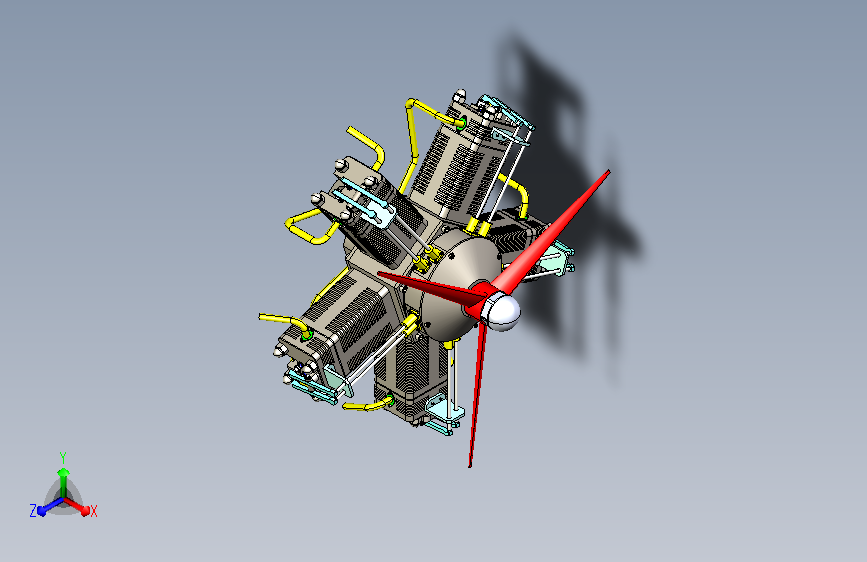 Helicopter Motor Radial Motor直升机星型发动机3D数模图纸 STEP格式