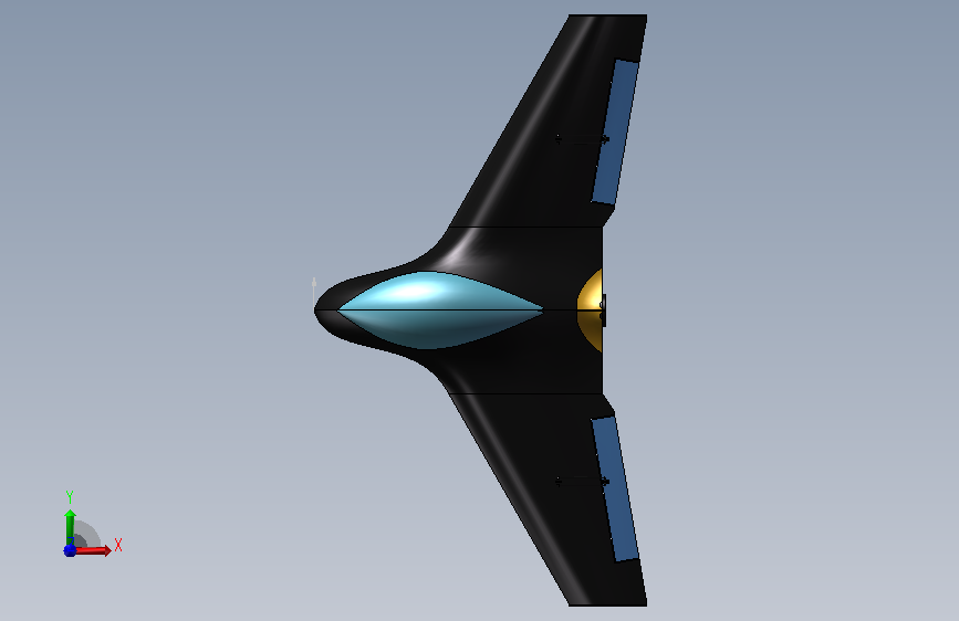 Fixed Wing Drone固定翼无人机3D数模图纸 STEP格式.zip 正面视图