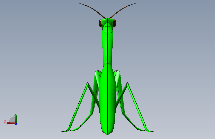 Louva-Deus昆虫螳螂模型3D图纸 IGS格式.zip 背面视图