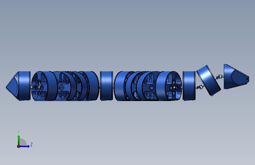 Robotic snake蛇形机器人结构3D图纸 IGS格式.zip 左侧视图