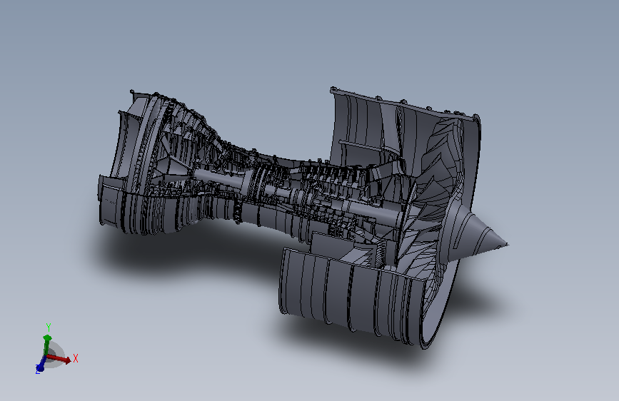 涡扇发动机测试3D模型图纸 主视图