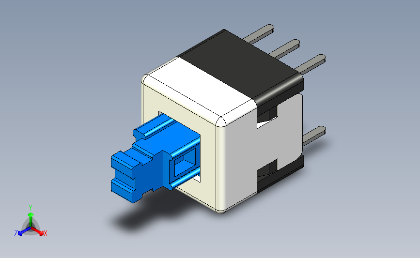 推动开关8x86针锁定_STEP_模型图纸下载 – 懒石网