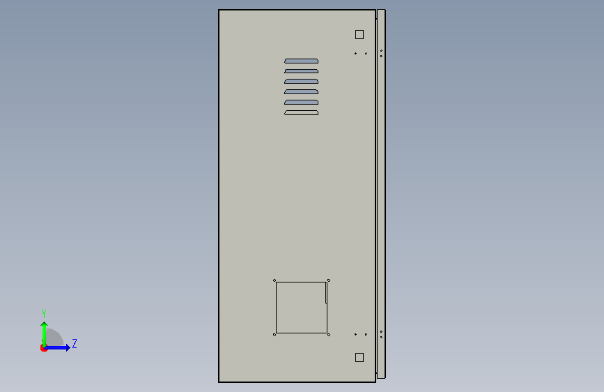 XLB-D1100x1100-2板1层柜体三维图 左侧视图