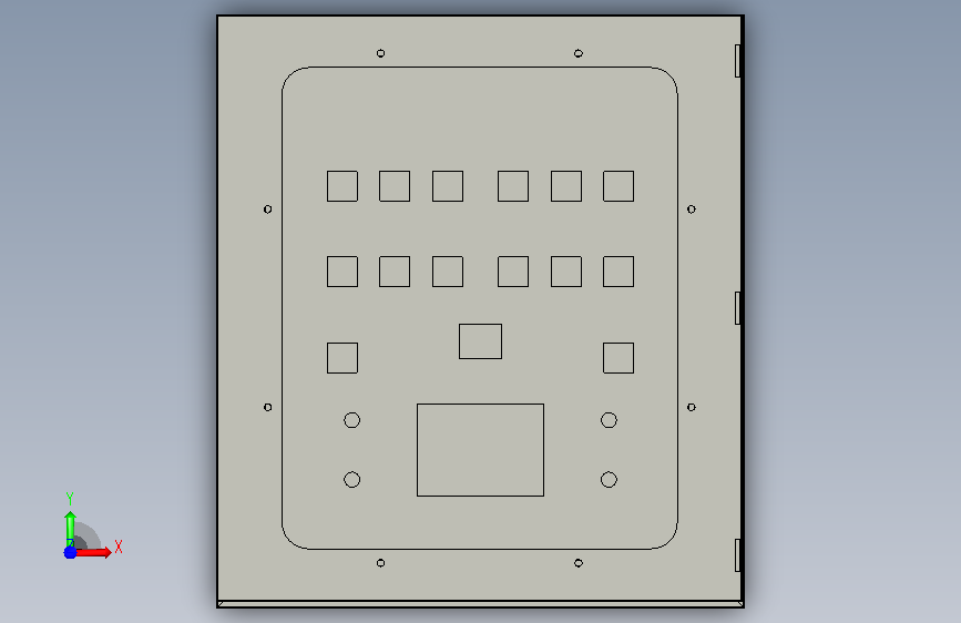 XLB-D1100x1100-2板1层柜体三维图 正面视图