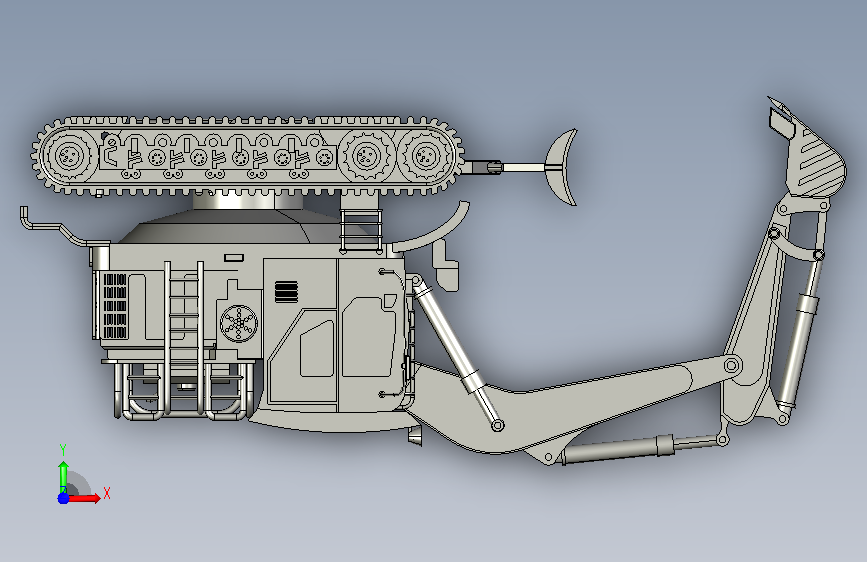 Merhaba excavator design挖掘机 STP IGS格式 正面视图
