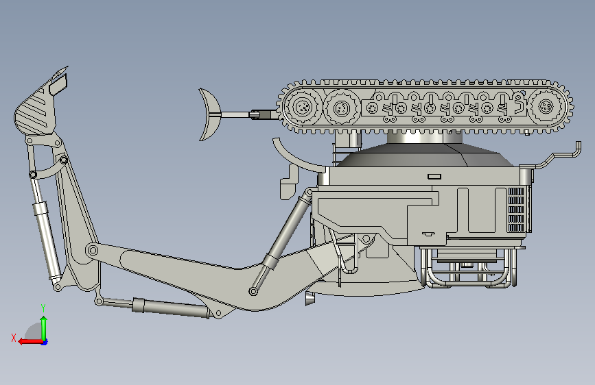 Merhaba excavator design挖掘机 STP IGS格式 背面视图