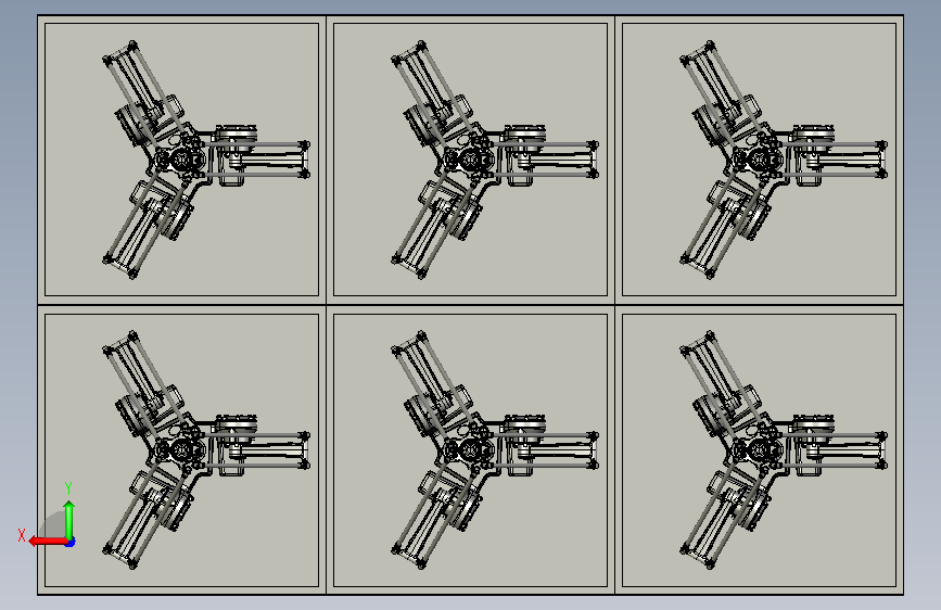 Pick and Place Robot Delta三角机械臂组 STP格式 背面视图