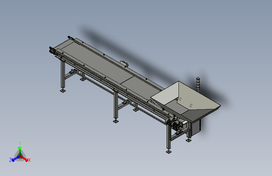 conveyor belt with hopper带料斗的输送带 STEP格式
