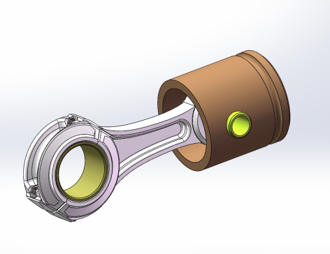 195柴油发动机活塞连杆组设计CAD图纸及solidworks三维模型机械