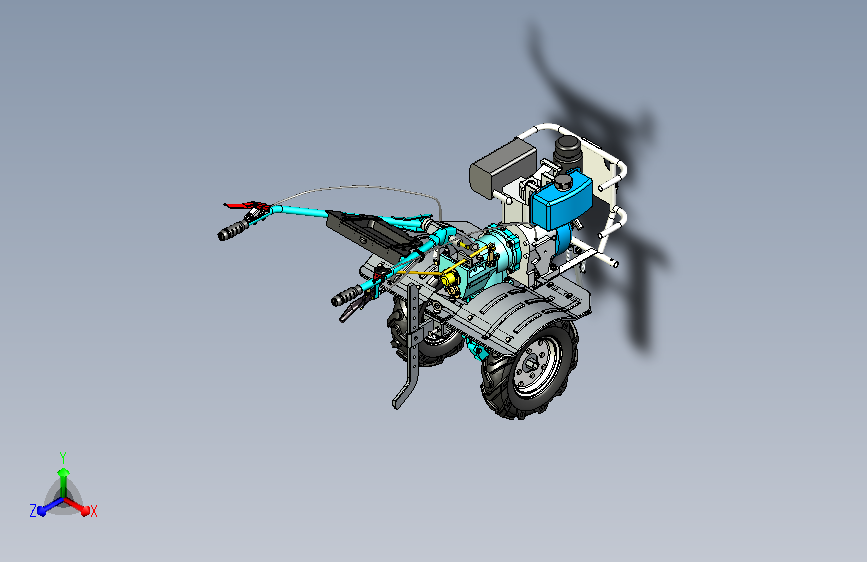 173微型耕耘机模型三维设计 旋耕机设计solidwork