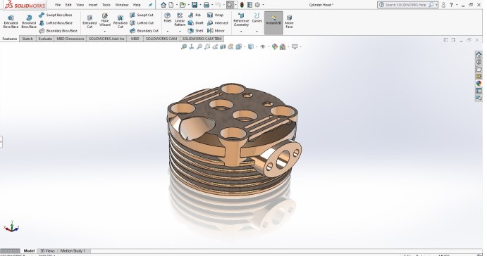 高精度气缸盖三维建模练习图纸 PDF平面工程图 附solidworks step