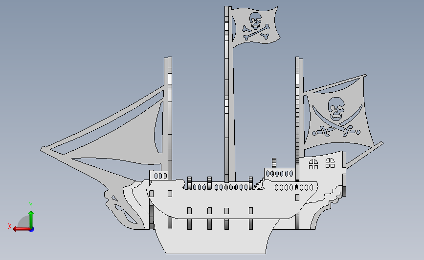 海盗船激光切割拼装模型