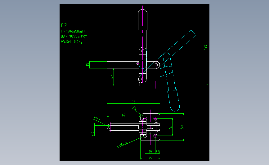 夹钳C2_AutoCAD_模型图纸下载 – 懒石网