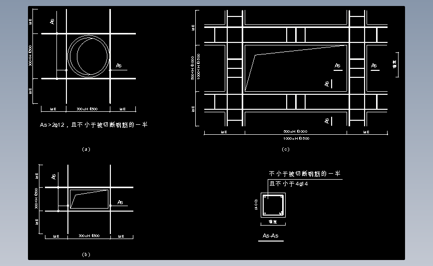 3.2.14墙上开孔附加筋示意图