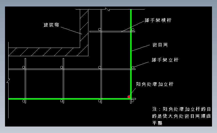 4.30脚手架外排阳角处做法示意图