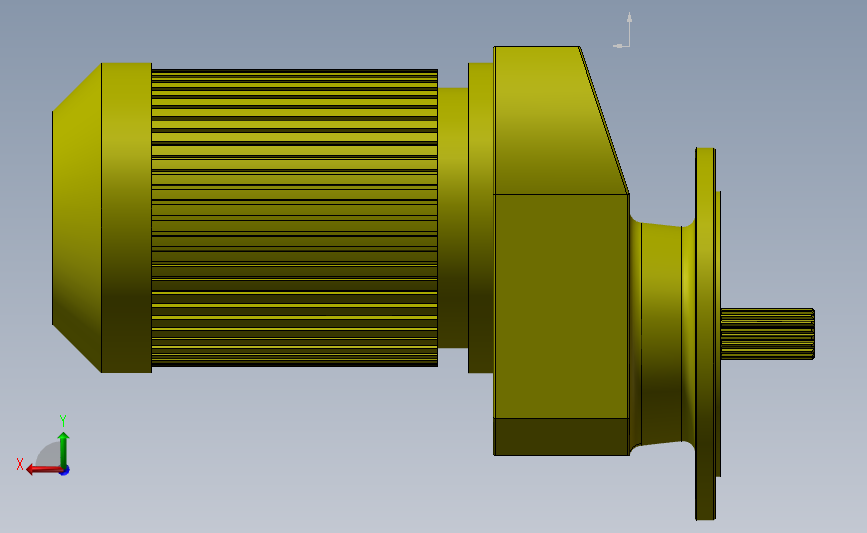 RXF87-4.5-4KW-4级减速器 输出轴带花键 背面视图