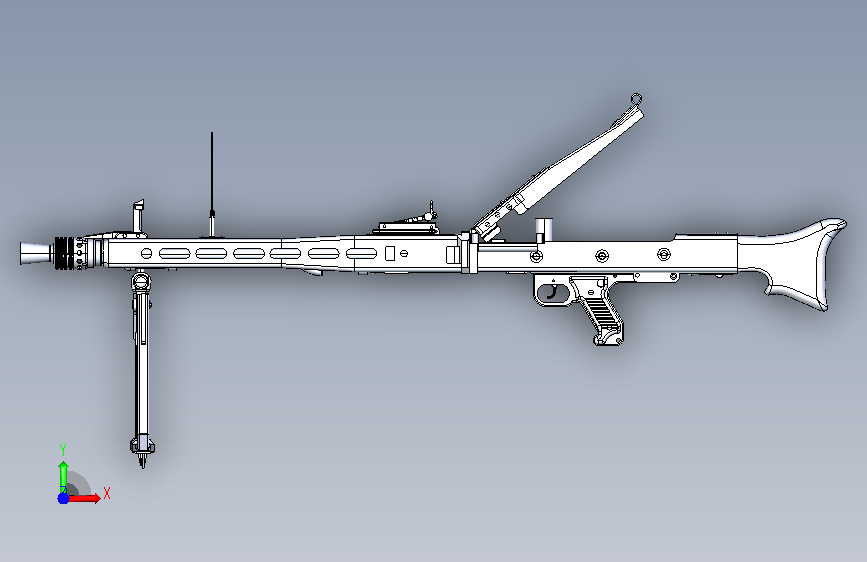 MG42手枪左轮冲锋枪 正面视图