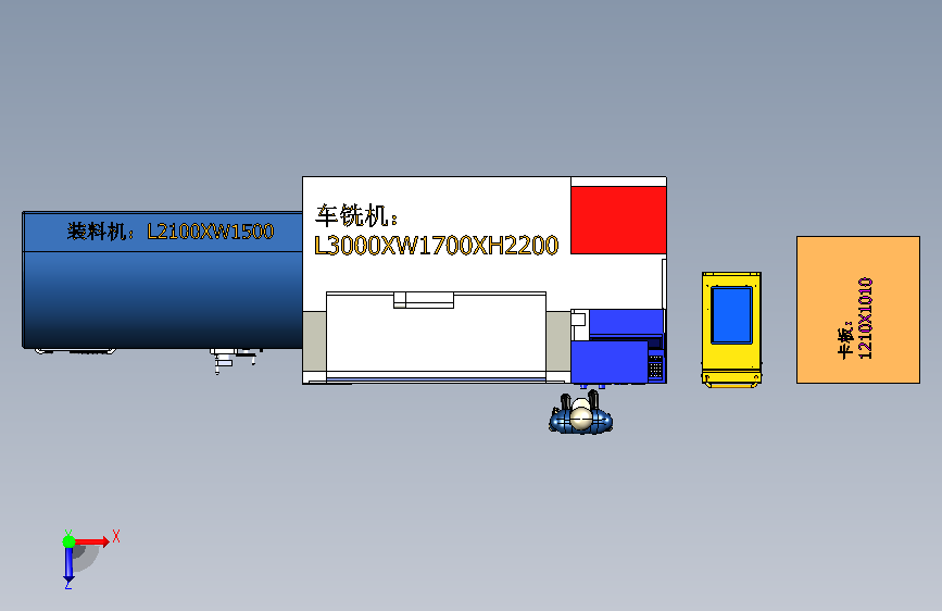 数控车床自动送料机 俯视图
