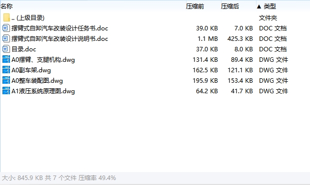 摆臂式自卸汽车改装设计含4张CAD图