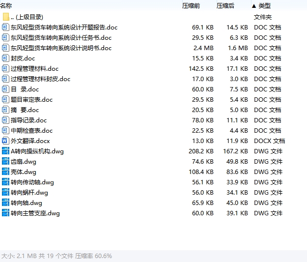 东风轻型货车转向系统设计含开题及7张CAD图