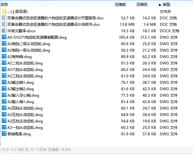 双离合器式自动变速器的六档齿轮变速器设计含开题及16张CAD图