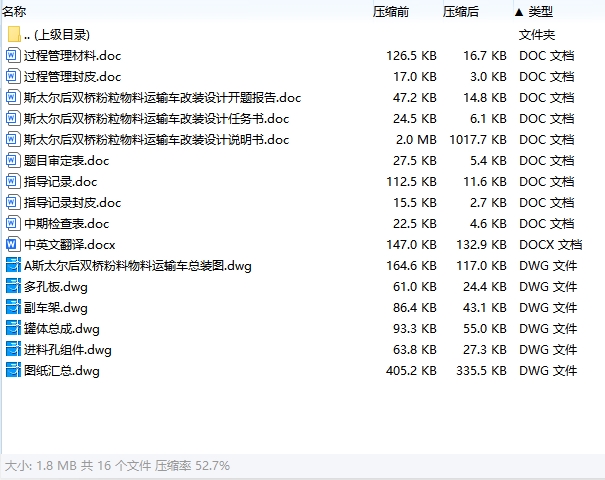 斯太尔后双桥粉粒物料运输车改装设计含开题及5张CAD图