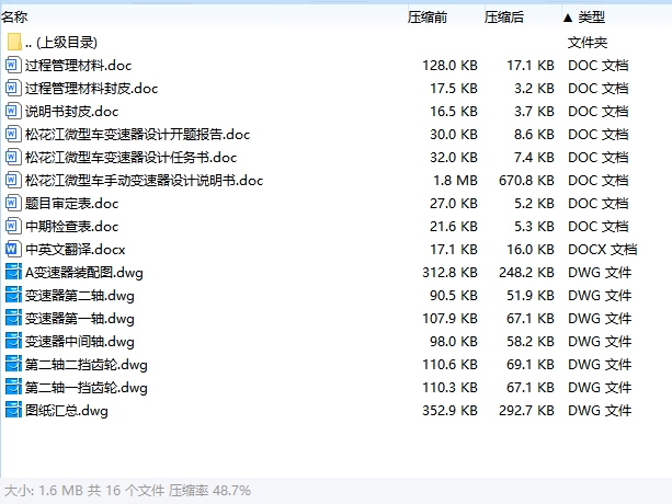 松花江微型车手动变速器设计含开题及6张CAD图