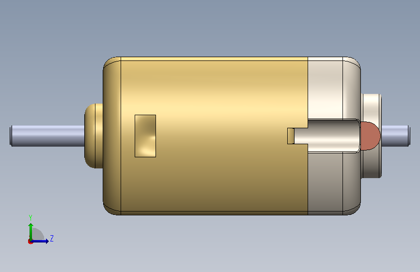 A0018095-直流电机 — 正在进行中的 CAD 设计 左侧视图