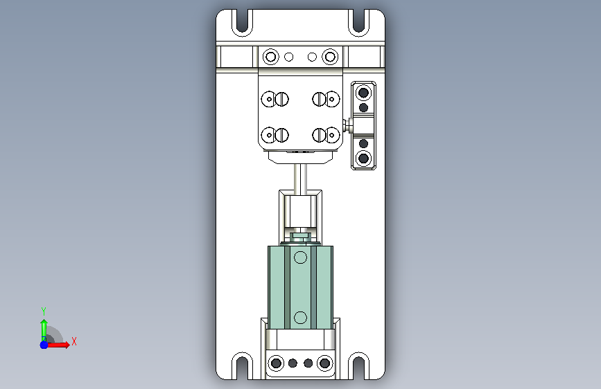 涡轮箱加工工艺及钻左端面4-M4螺纹底孔夹具设计含sw三维模型+CAD图纸+说明书 正面视图