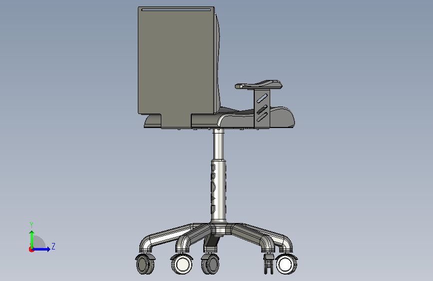 A0018208-办公椅 3D 建模 左侧视图