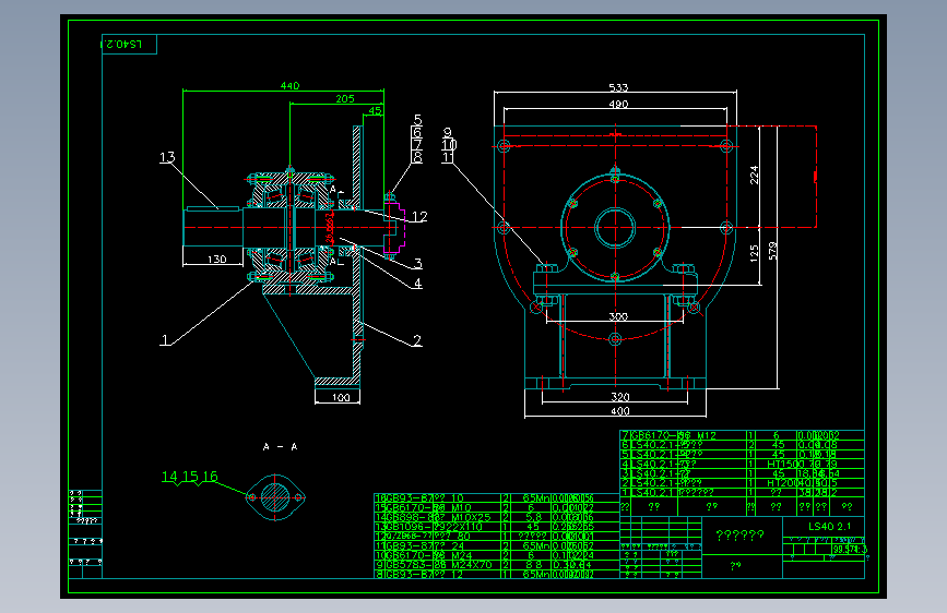 LS400螺旋输送机cad
