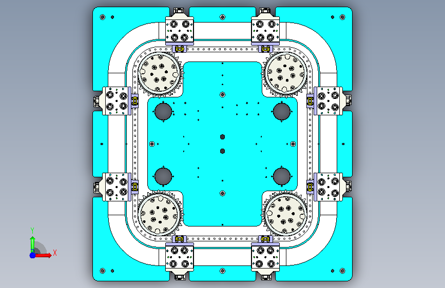 矩形链条线体_KL-T23-Y300-G8-D8-J304.8-G-S 正面视图